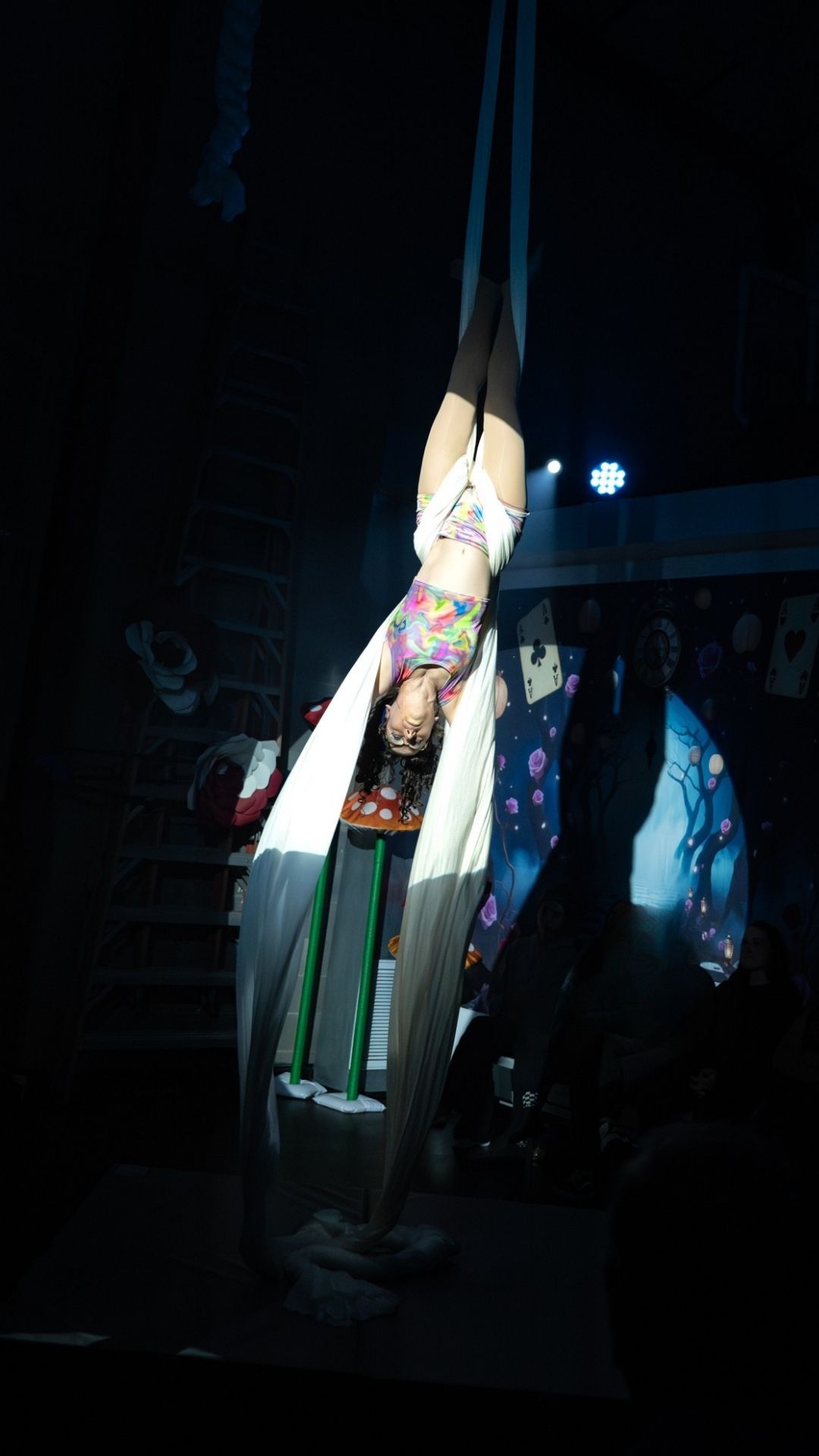 Adult aerial artist training at Luna Aerial Dance boutique circus school in Frederick, Maryland · Erin White Photography